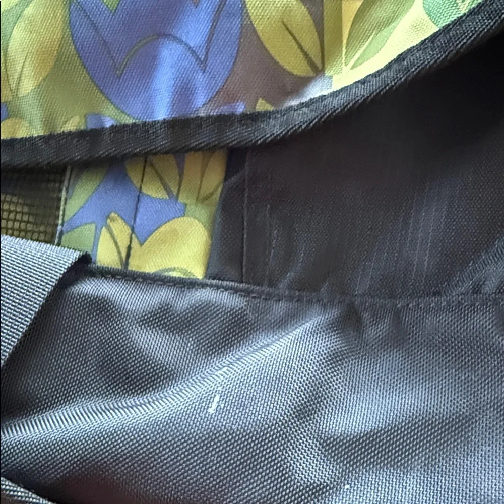 L.L. Bean Black and Blue Leaf Pattern Laptop Bag